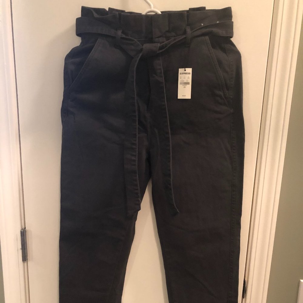 Express Navy Paperbag High Rise Pants, 0R